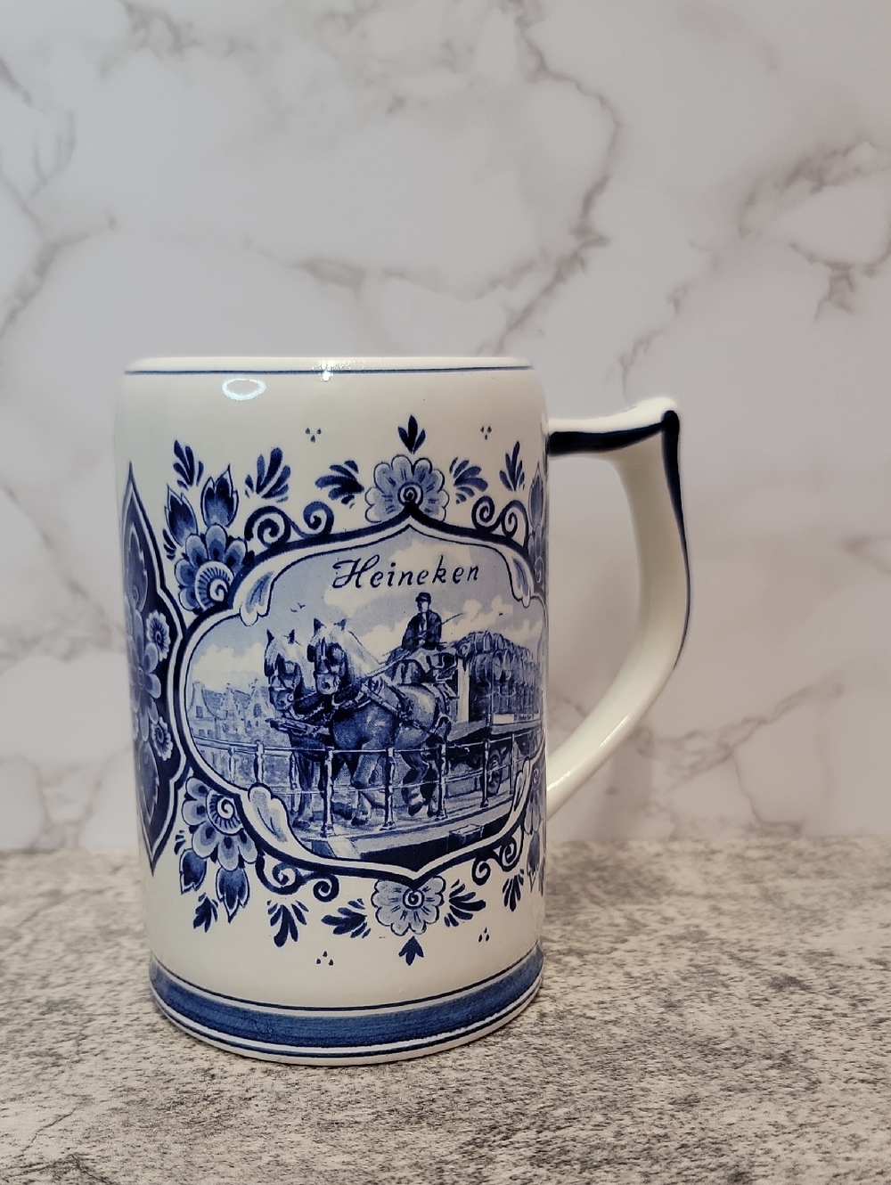 Vintage Heineken Blue Delft Ceramic Beer Stein Mug from Holland - Picture 10 of 14